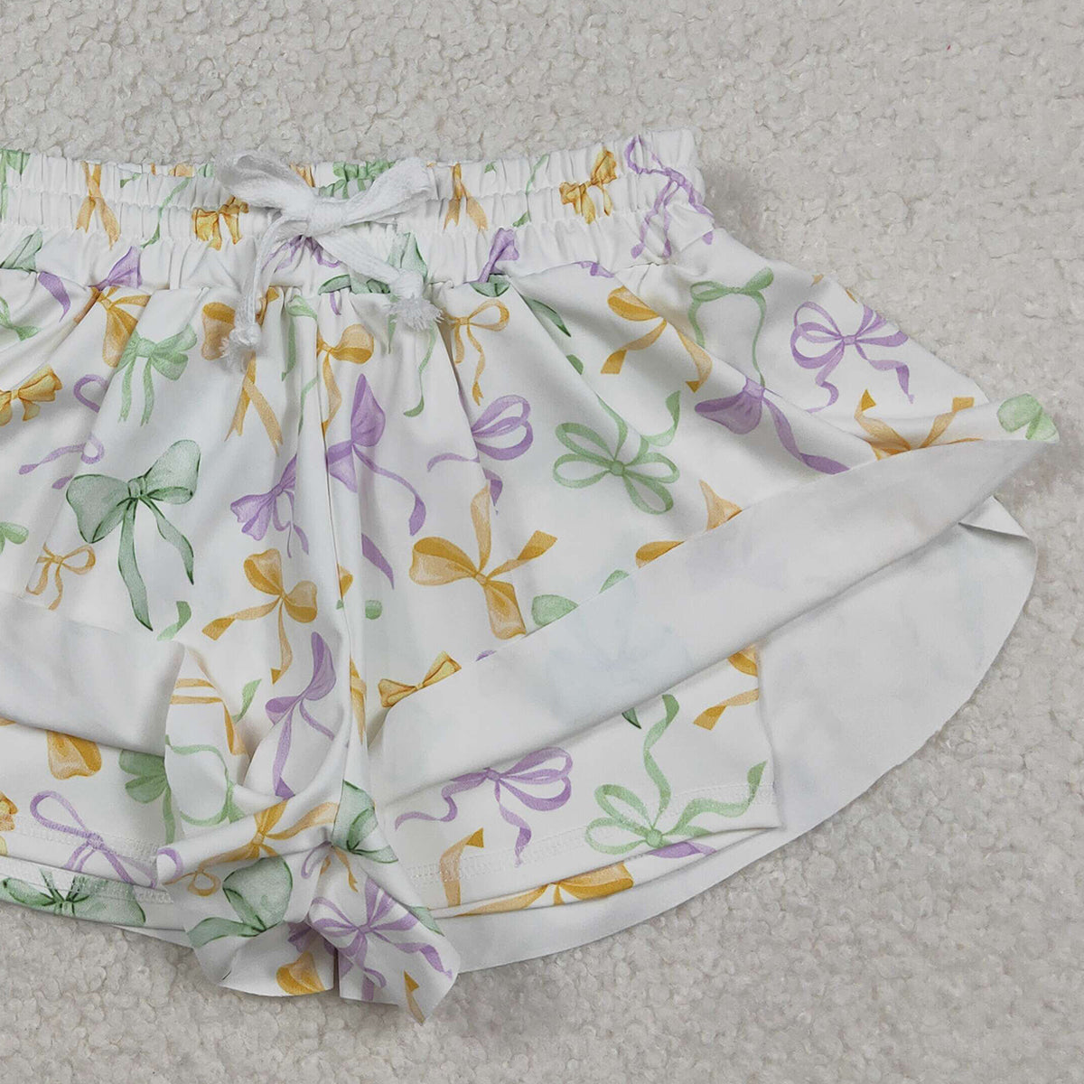 11.8 RTS NO MOQ (In stock)SS0682 Baby Girls Mardigras Bows Yoga Active Shorts Bottoms