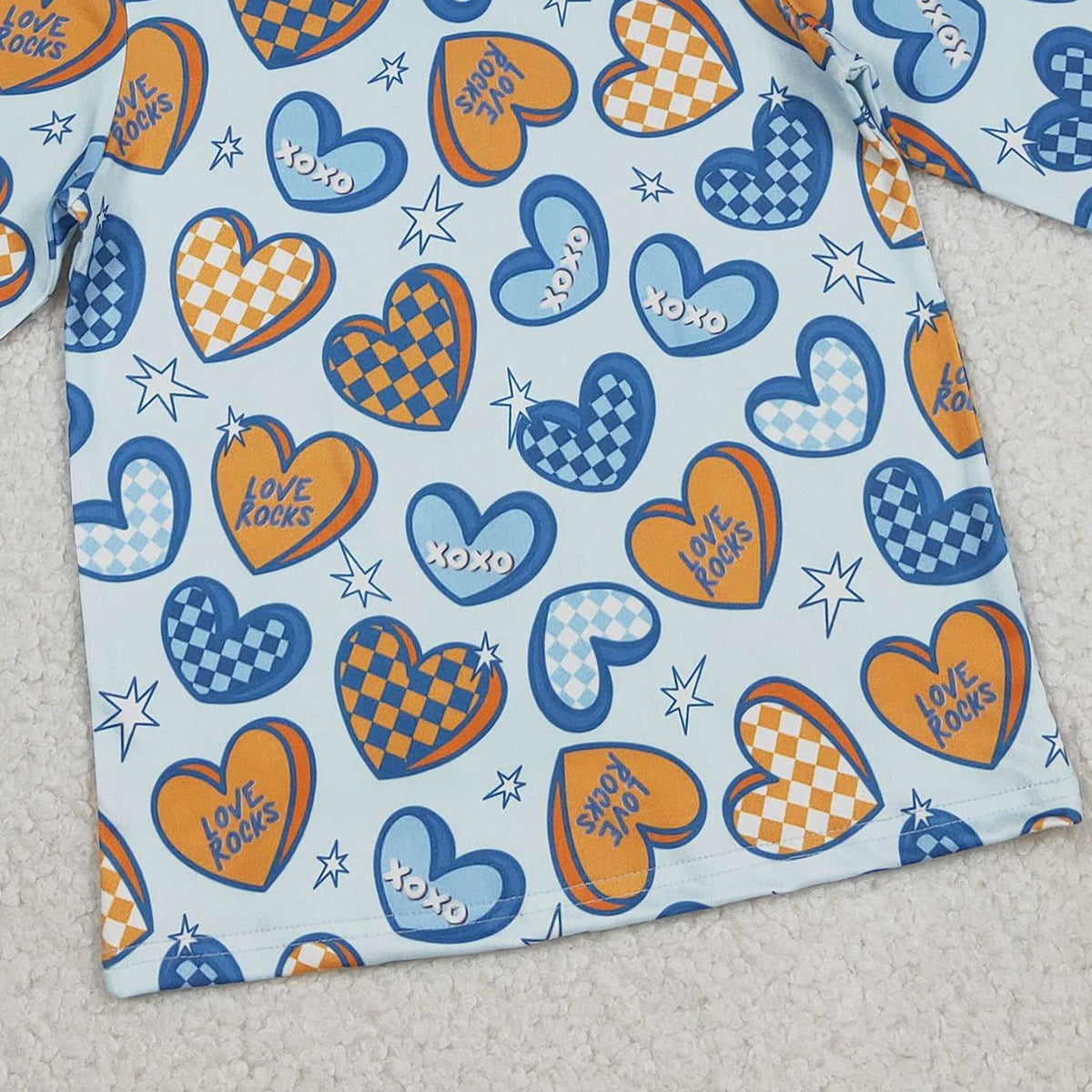 12.8 RTS NO MOQ (In stock)BT1510 Baby Boys Long Sleeve XOXO Hearts Stars Valentines Hoodies Top