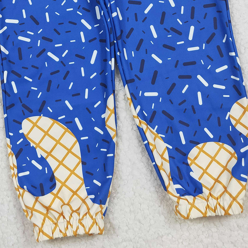 RTS NO MOQ (In stock)P0818 Baby Girls Pants Hot Blue Sprinkles Drip Team Pockets Yoga Active Pants