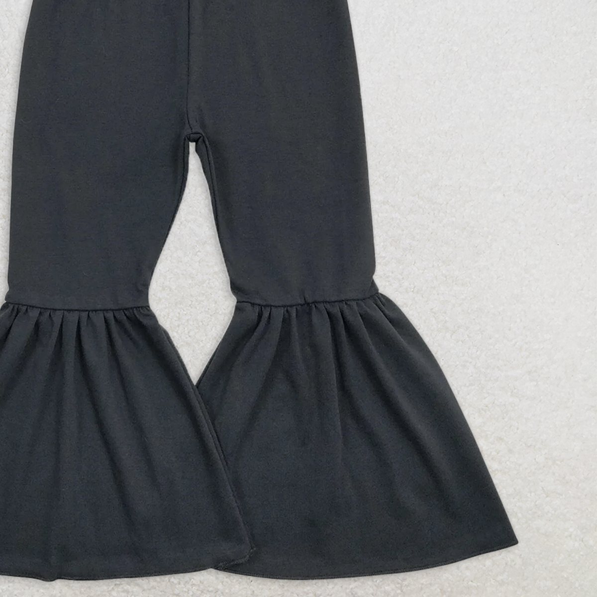 P0422 RTS NO MOQ Baby Girls Pants Baby Girls Black Solid Color Bell Bottom Flare Pants