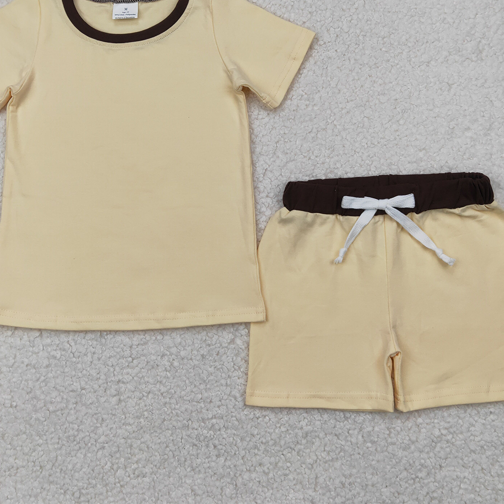 4.12 BSSO1310 RTS NO MOQ Baby Boys Summer Boys Outfits Baby Boys Yellow Short Sleeves Top Short Set