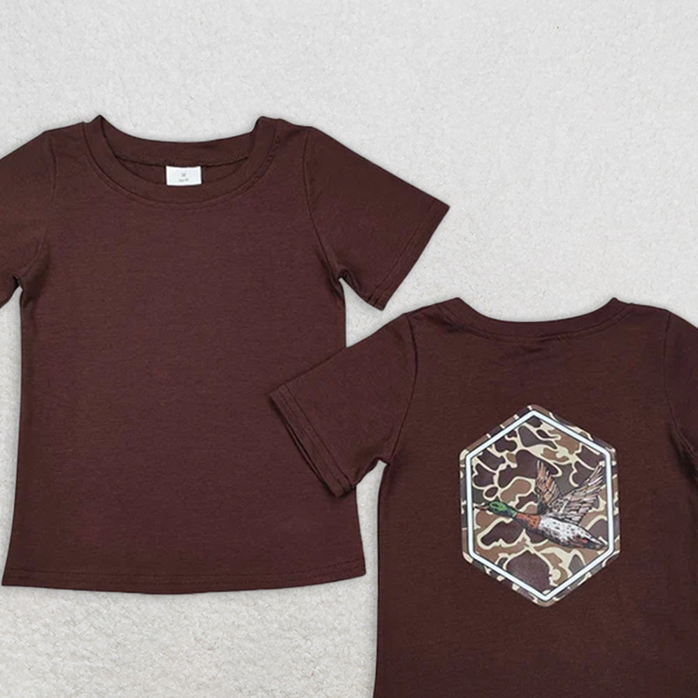 BT1090 RTS NO MOQ Baby Boys Summer Tops Baby Boys Brwon Camo Duck Short Sleeve Tee Shirts Tops Preorder