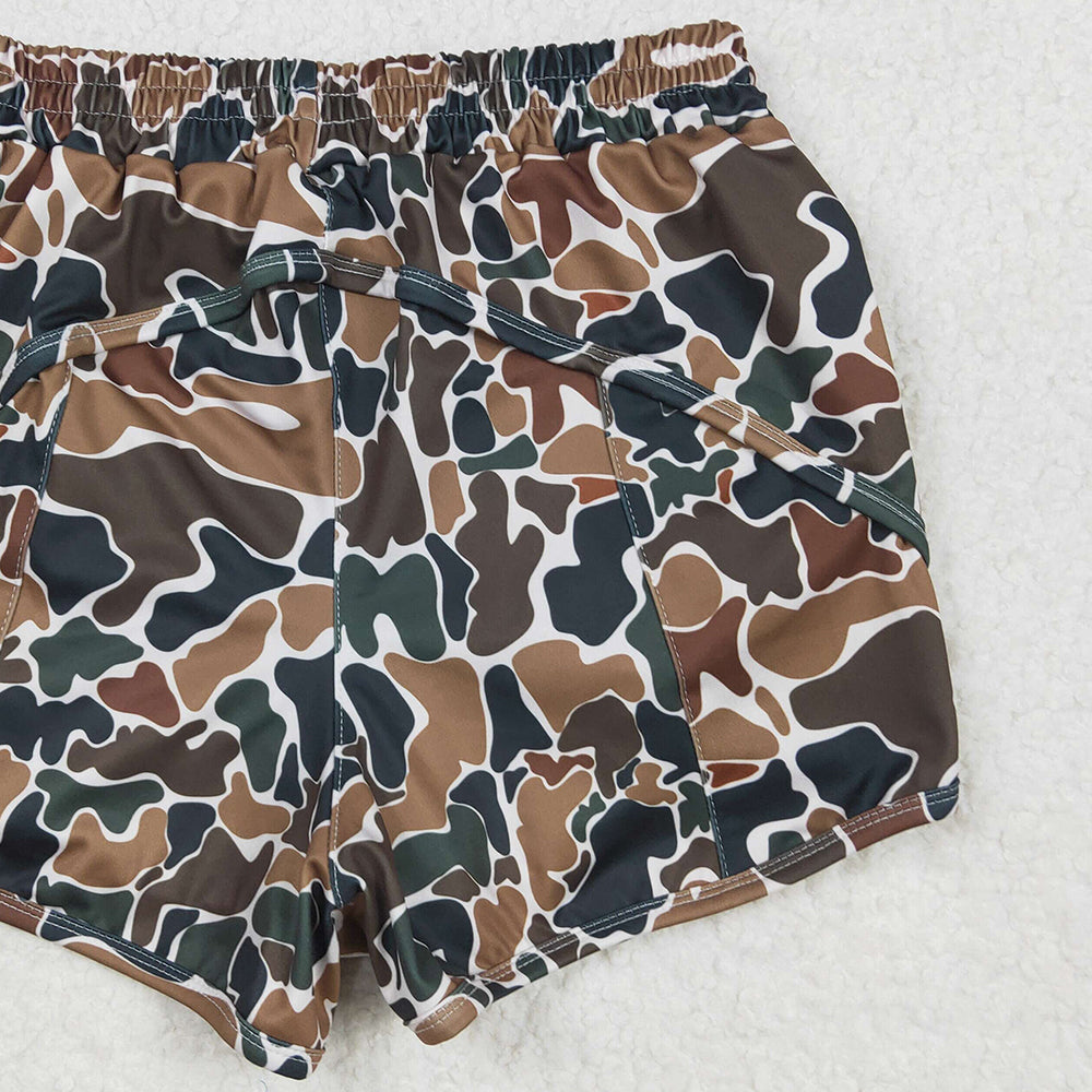 5.01 SS0469 RTS NO MOQ Adult Women's Summer Shorts Dark brown camo adult women summer shorts