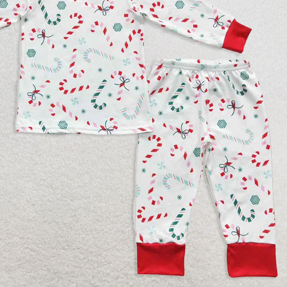 BLP0253 RTS NO MOQ Baby Boys Winter Outfits Baby Boys Christmas Candy Cane Pajamas Clothes Sets