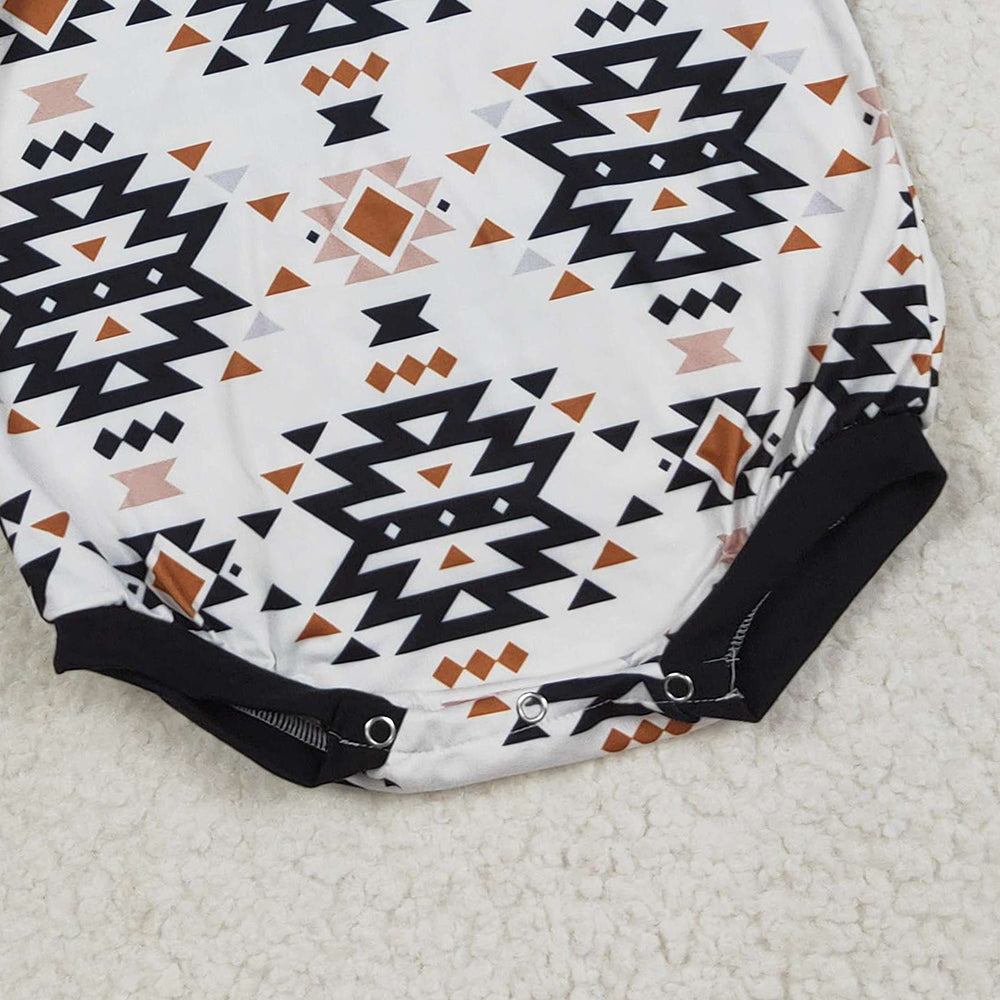 RTS NO MOQ (In stock)LR1822 Baby Boys Winter Rompers Baby Infant Boys Aztec Western Long Sleeve Rompers