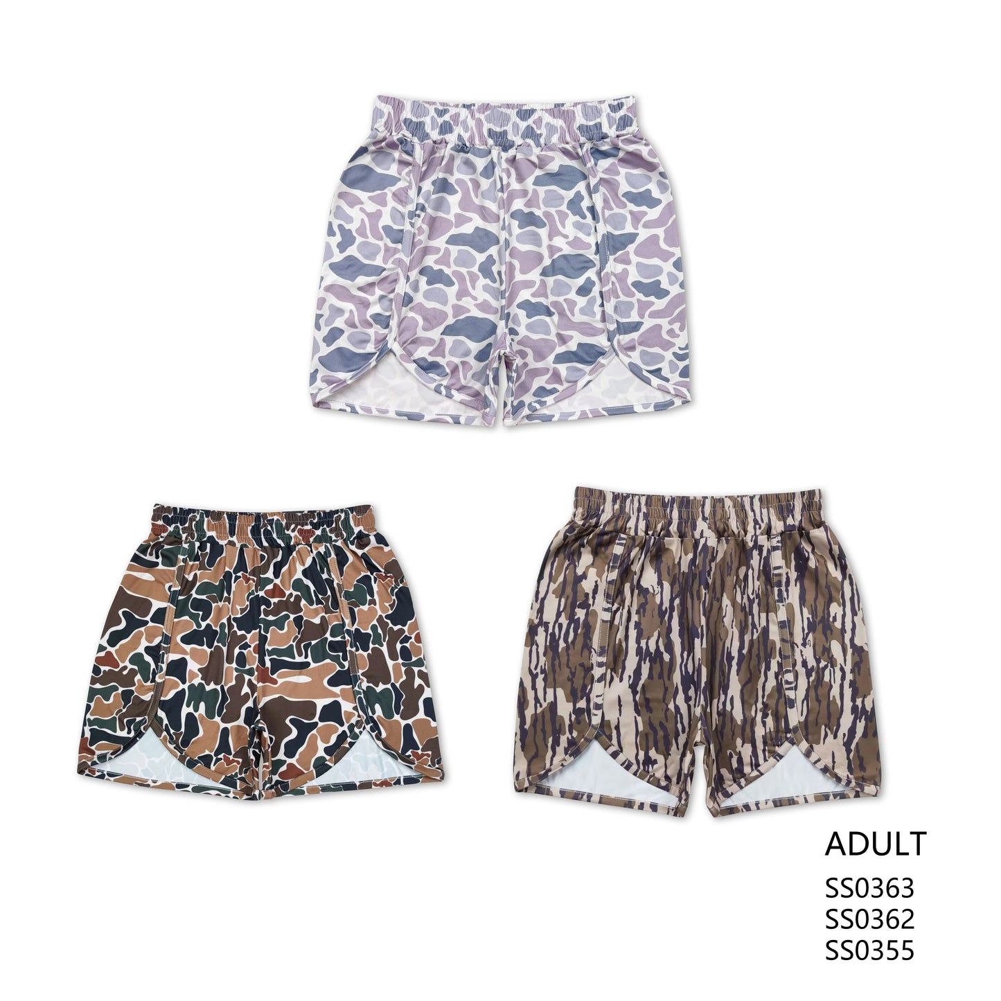 SS0363 SS0362 SS0355 Adult Girls Camouflage Sports Shorts