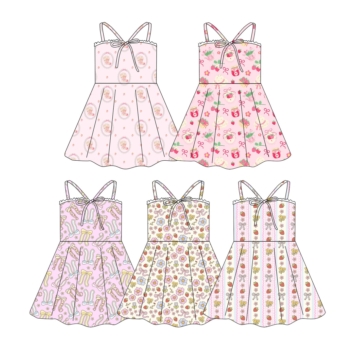CUSTOM MOQ 5 Sibling Baby Girls Summer sleeveless knee length Dress