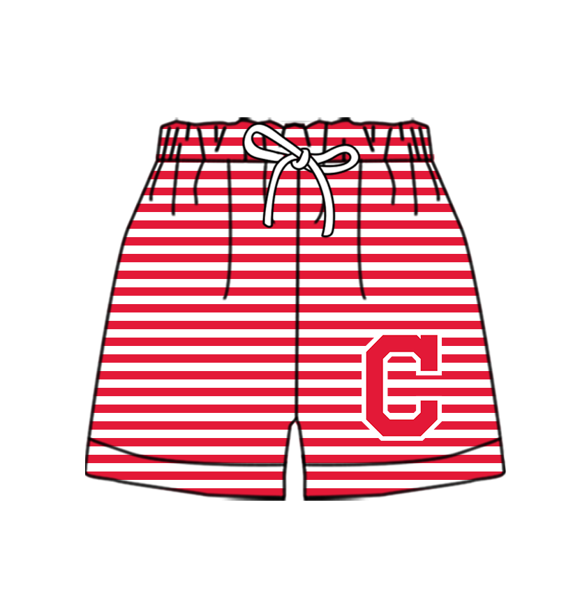 CUSTOM MOQ 5 Cute Comfortable Clothing For Kids Baby Kids Summer Dark Red C Stripe Bottom Team Shorts