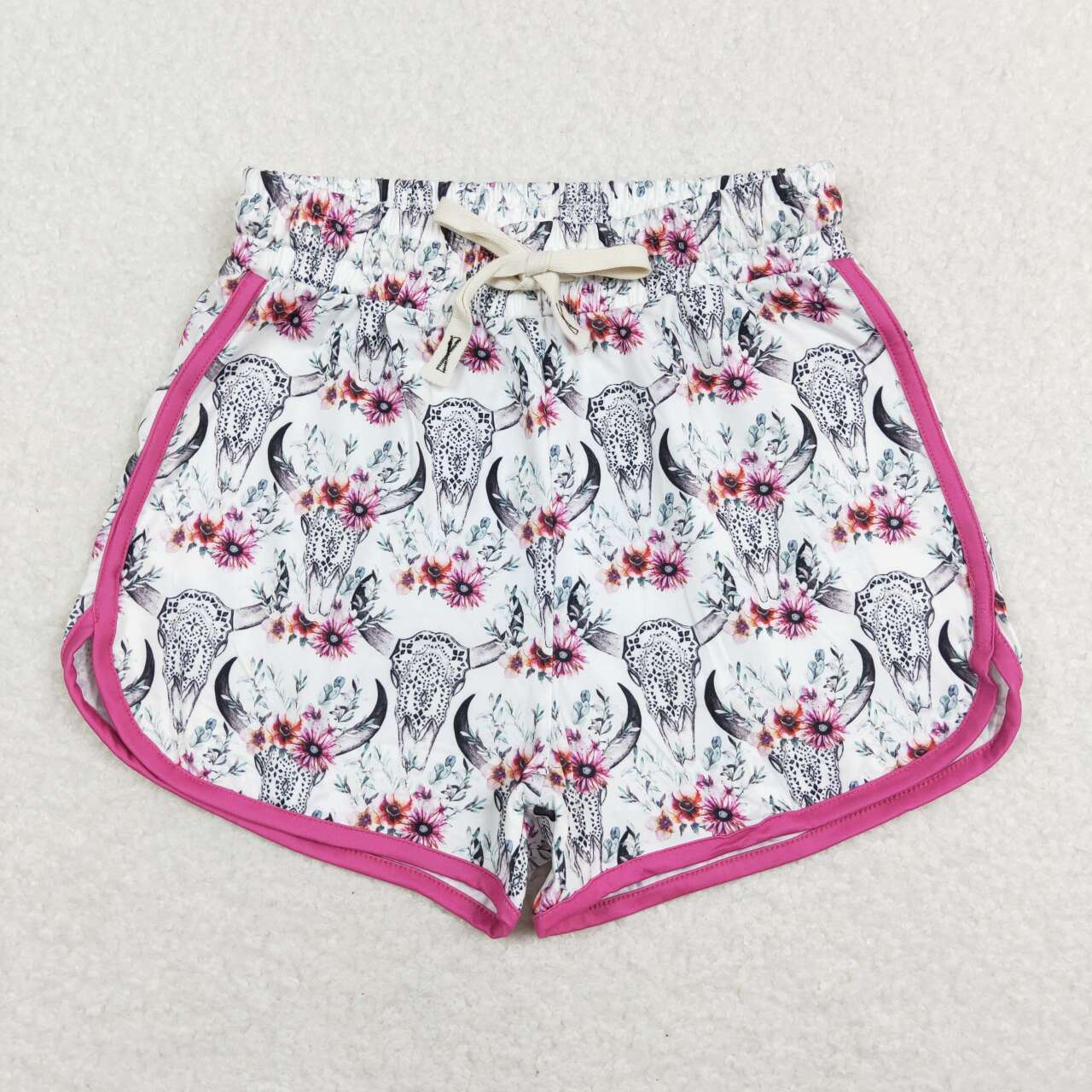 Adults women and Baby Girls Floral Rose Pink Yoga Shorts