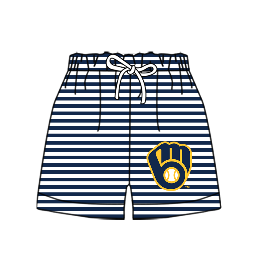 CUSTOM MOQ 5 Cute Comfortable Clothing For Kids Baby Kids Summer Blue Gloves Stripe Bottom Team Shorts