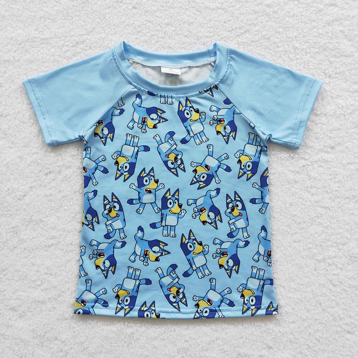 Baby Boys Hooded Blue Dogs Shirts Hooded Clothes Sets