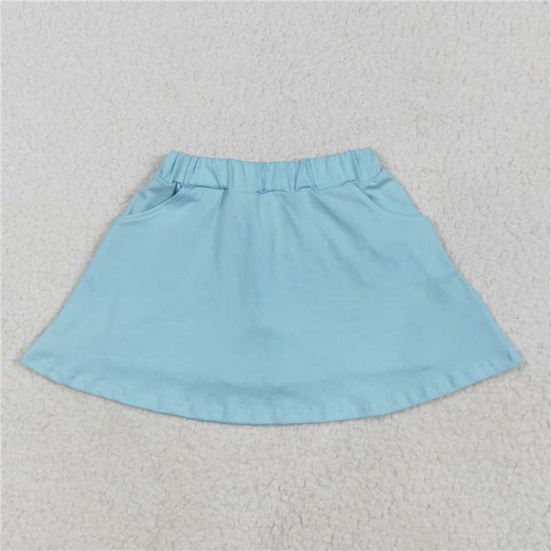 12.25 RTS NO MOQ (In stock)Matching GLK0065 Baby Girls Aqua Pocket Cotton Skorts Skirts
