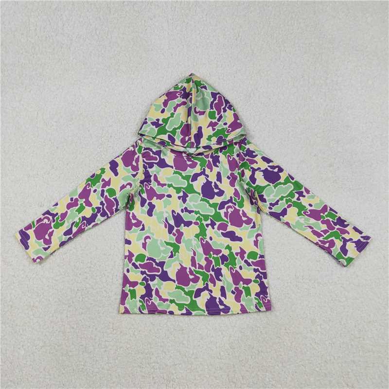 12.20 RTS NO MOQ (In stock)BT1507 Baby Boys Mardigras Camo Long Sleeve Hoodies Top