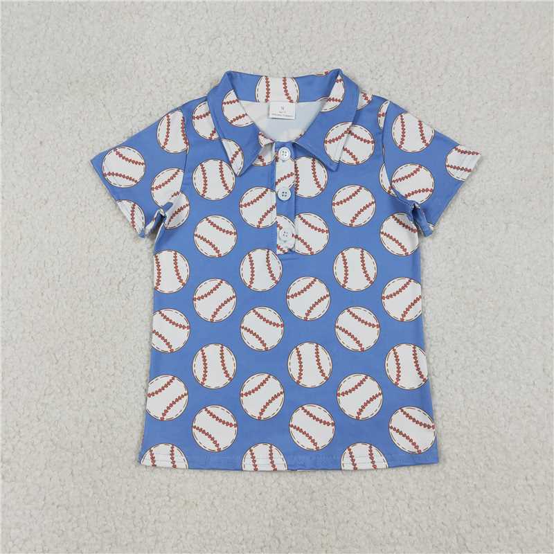 1.13 RTS NO MOQ (In stock)Matching BT1578 Baby Boys Baseballs Team Button Polo Shirts Top