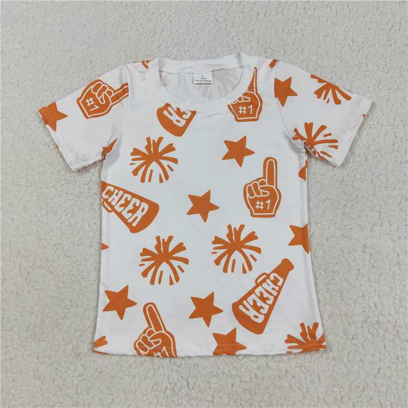 11.15 RTS NO MOQ (In stock)Matching GT1090 Baby Girls Short Sleeves Cheer Stars Team Tee Shirts Top