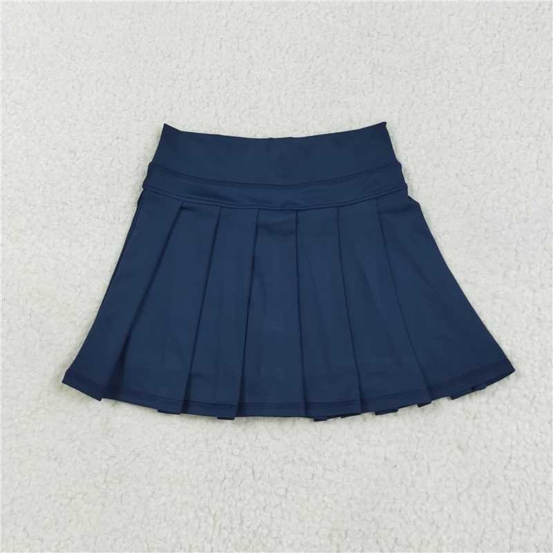 12.24 RTS NO MOQ (In stock)Matching GLK0122 Baby Girls Navy Yoga Pleated Skorts Bottom