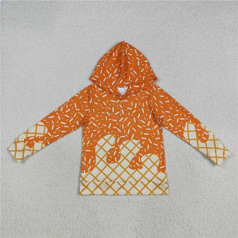 11.3 RTS NO MOQ (In stock)Matching BT1274 Baby Boys Orange Sprinkles Drips Team Hoodies Tops