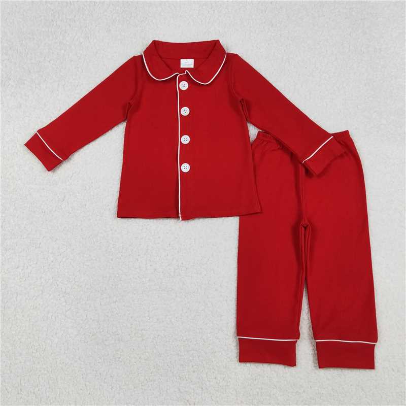 11.11 RTS NO MOQ (In stock)Matching Christmas BLP1267 Baby Boys red color cotton Christmas pajamas pants clothes sets