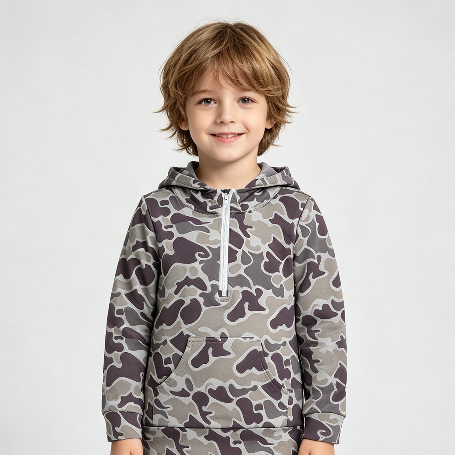 BT1848 RTS NO MOQ (In stock) Baby Boys Long Sleeve Southern Camo Zip Pocket Hoodies Top
