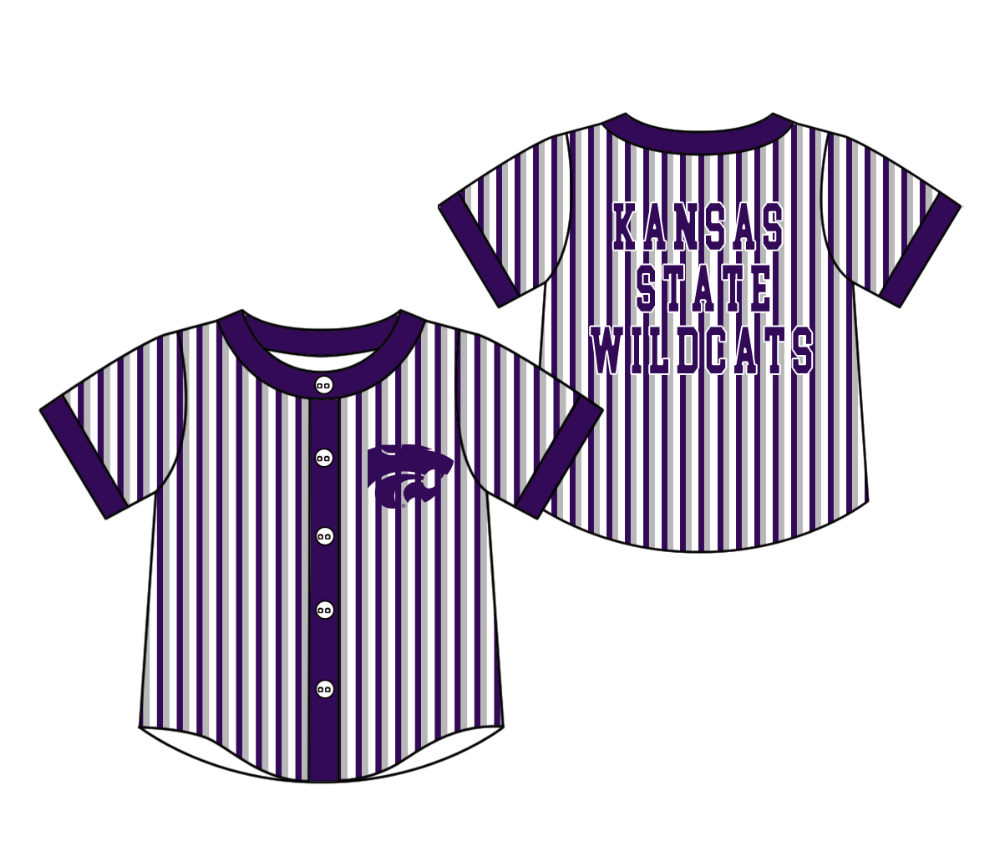 CUSTOM MOQ 5 Cute Kids Clothing Baby Kids Purple Gray Stripe Short Sleeve Team T-shirts Top