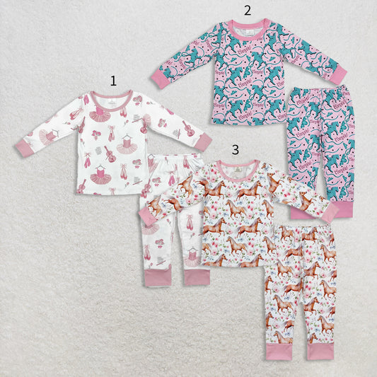 10.21 RTS Baby Girls Western Long Sleeve Tops Pants Pajamas Clothes Sets