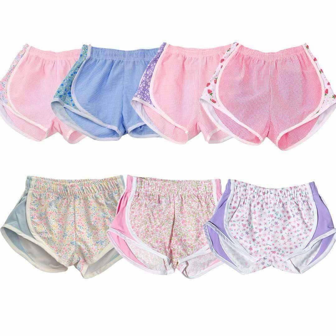 5.19 Pre order Light Blue Floral Baby Girls Summer Shorts for Toddlers Kids' Summer Clothing Floral Print Girls' Shorts Light Blue Baby Girls' Summer Outfit