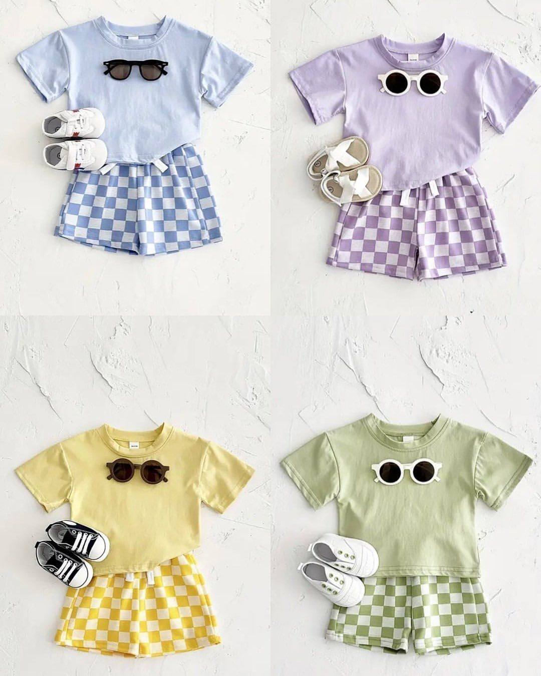 4.28 Pre order baby boy clothes green short sleeve shorts set