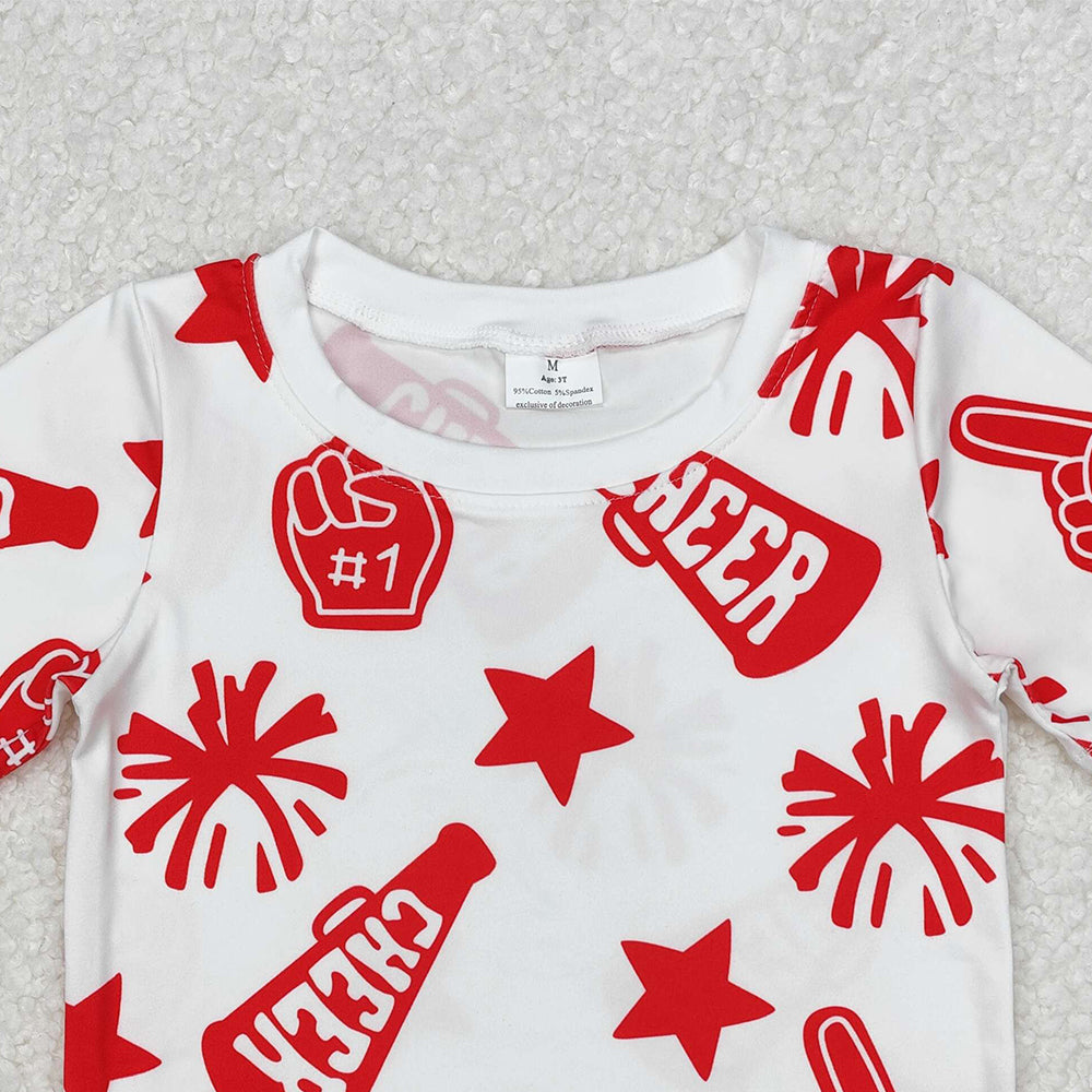 USA Shop (in stock)GT0940Red Short Sleeve Cheer Team Shirt for Kids Girls - Perfect for Sports Teams And Uniforms