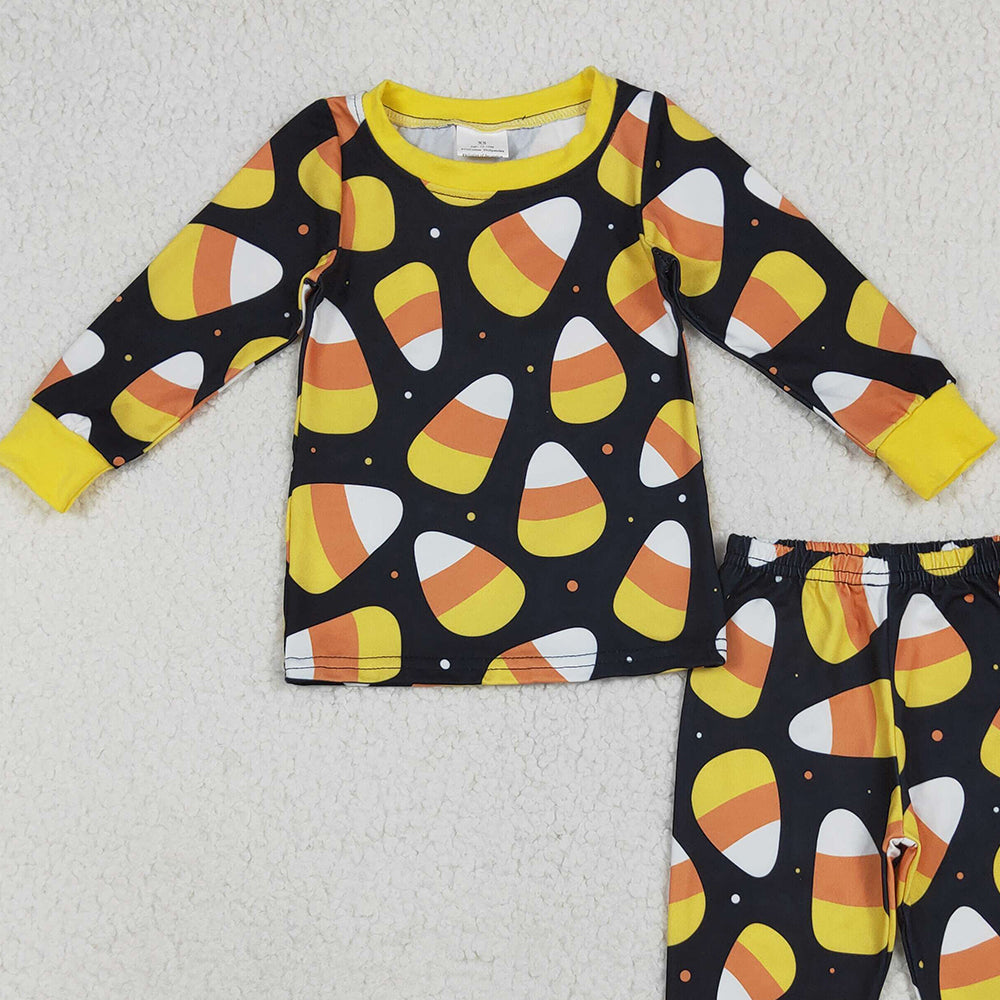 8.13 BLP1066RTS NO MOQ Baby Boys Winter Pajamas Outfits Baby Boys Black Long Sleeves Candy Plaid Top Pant Pajamas Set