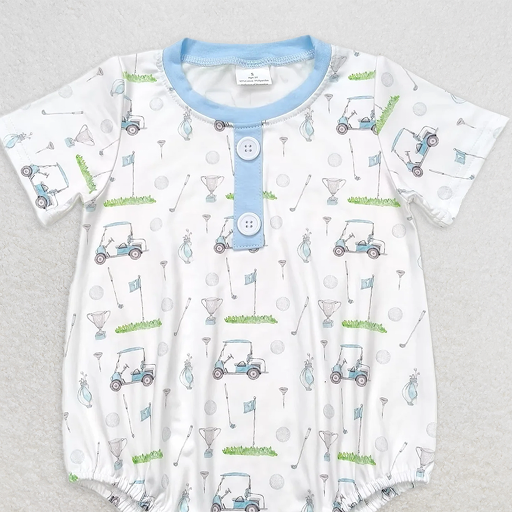 SR1070 RTS NO MOQ Baby Boys Summer Rompers Baby Boys Golf Bubble Romper