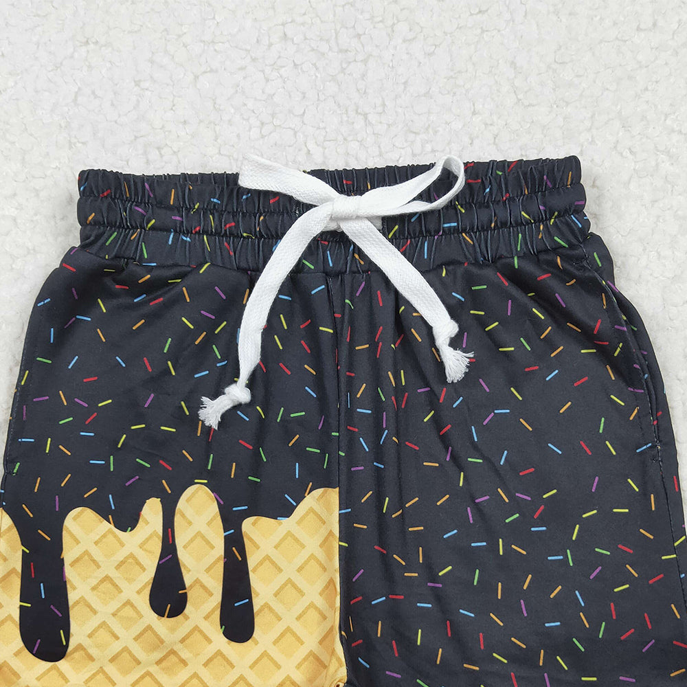 USA Shop (in stock)SS0624 Baby Girls Summer Shorts Baby Girls Black Ice Cream Drip Summer Shorts Bottoms