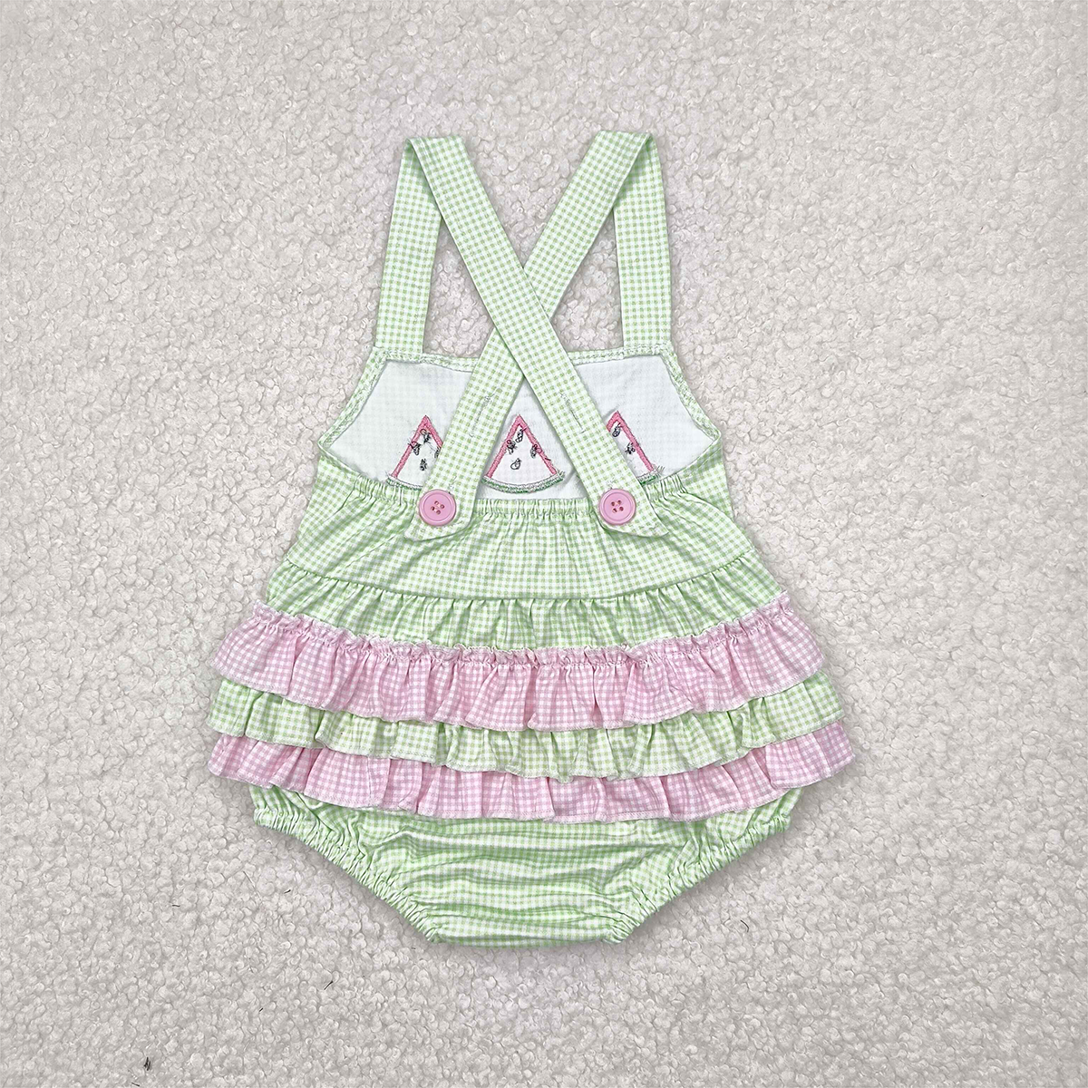 4.24 SR2764 RTS NO MOQ Baby Girls Summer Rompers Flutter sleeves watermelon baby girls summer romper