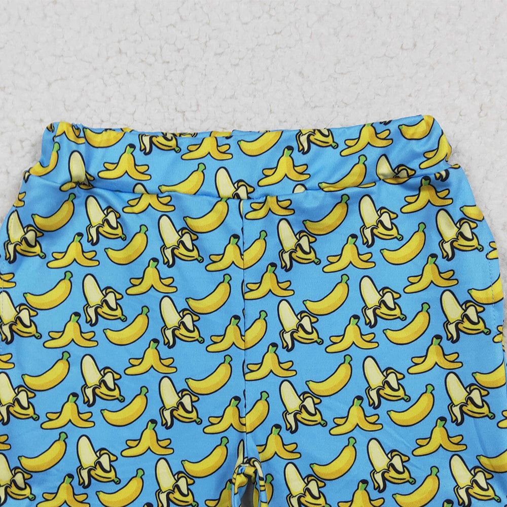 RTS NO MOQ (In stock)SS0634 Baby Girls Pants Baby Girls Blue Bananas Plaid Summer Shorts Bottom