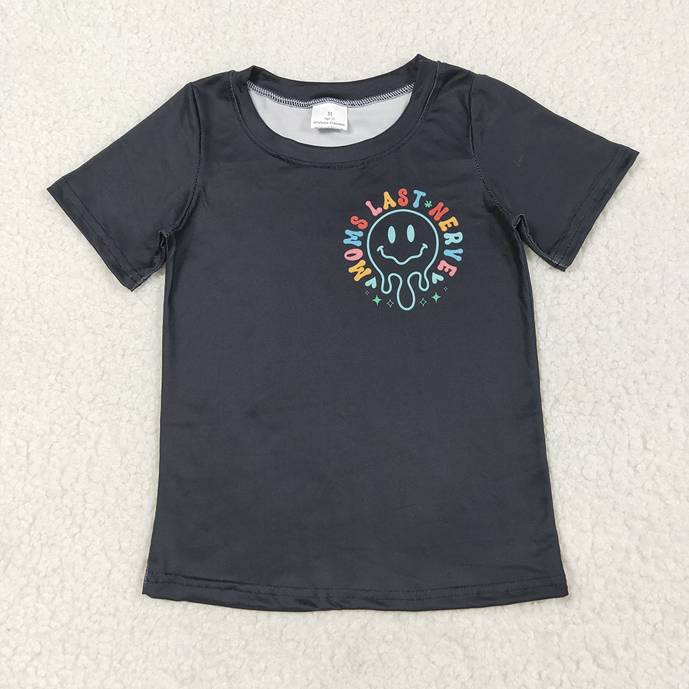 RTS NO MOQ (In stock)GT1026 Baby Girls Summer Tops Baby Boys Black Smiles On My Moms Last Nerve Tee Shirts Top