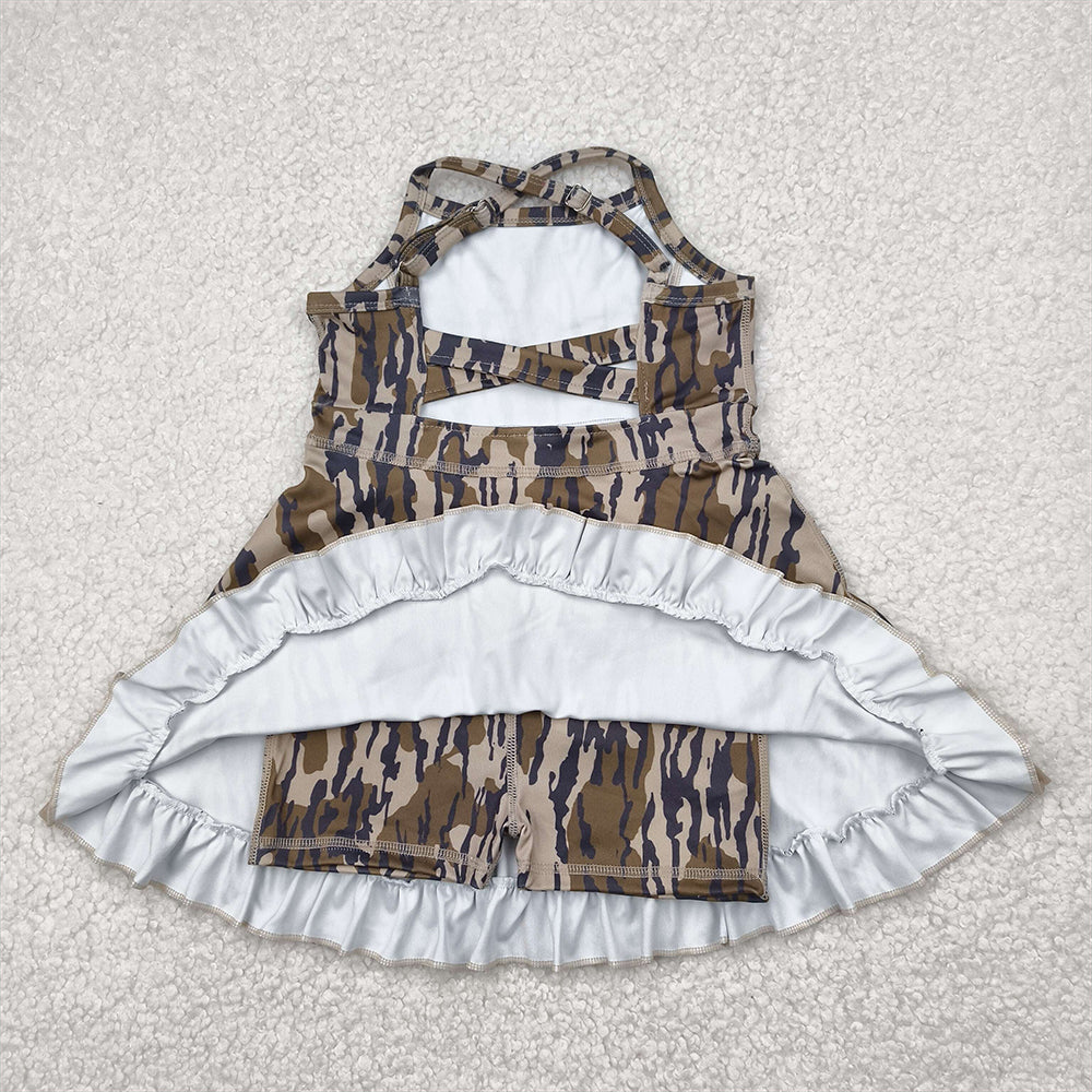 USA Shop (in stock)GSD2314 RTS NO MOQ Baby Girls Summer Yoga Dress baby girl clothes yoga camouflage sleeveless dress