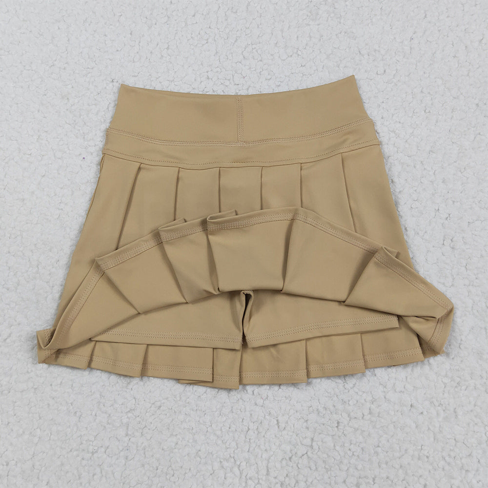 8.20 RTS NO MOQ (In stock)GLK0123 Baby Girls Summer Yoga Skirt Baby Girls Khaki Yoga Skorts Pleated Skirts Bottom
