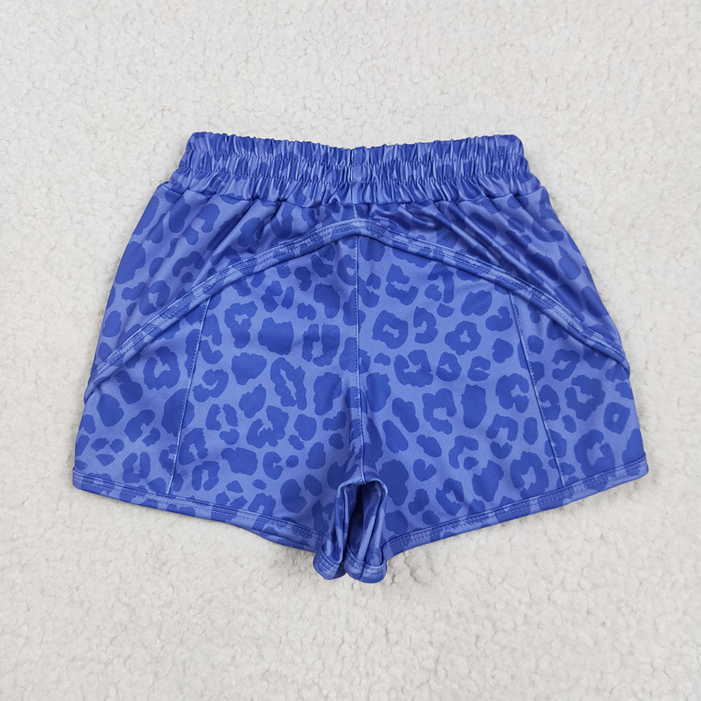 5.01 SS0466RTS NO MOQ Baby Girls Summer Shorts Blue leopard kids girls summer shorts
