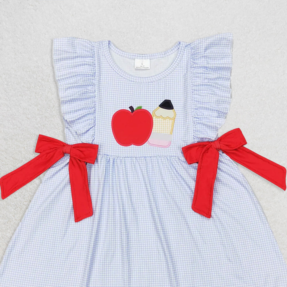 USA Shop (in stock)GSD1143 Baby Girls Summer Dress Baby Girls Pencil Back To School Bows Knee Length Dresses