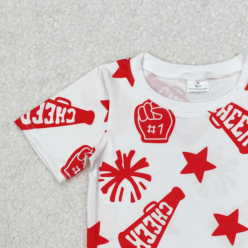 USA Shop (in stock)GT0940Red Short Sleeve Cheer Team Shirt for Kids Girls - Perfect for Sports Teams And Uniforms