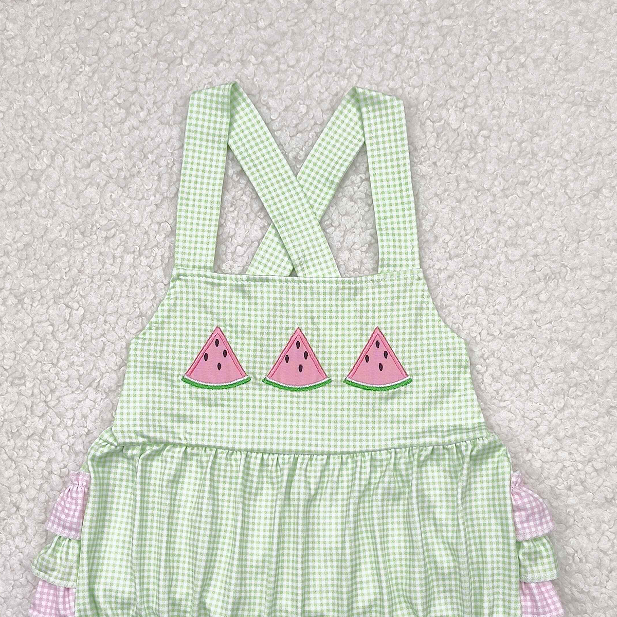 4.24 SR2764 RTS NO MOQ Baby Girls Summer Rompers Flutter sleeves watermelon baby girls summer romper