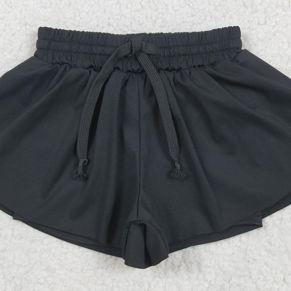 USA Shop (in stock) SS0551RTS NO MOQ Baby Girls Summer Yoga Shorts Baby Girls Black Yoga Skort Shorts Bottoms