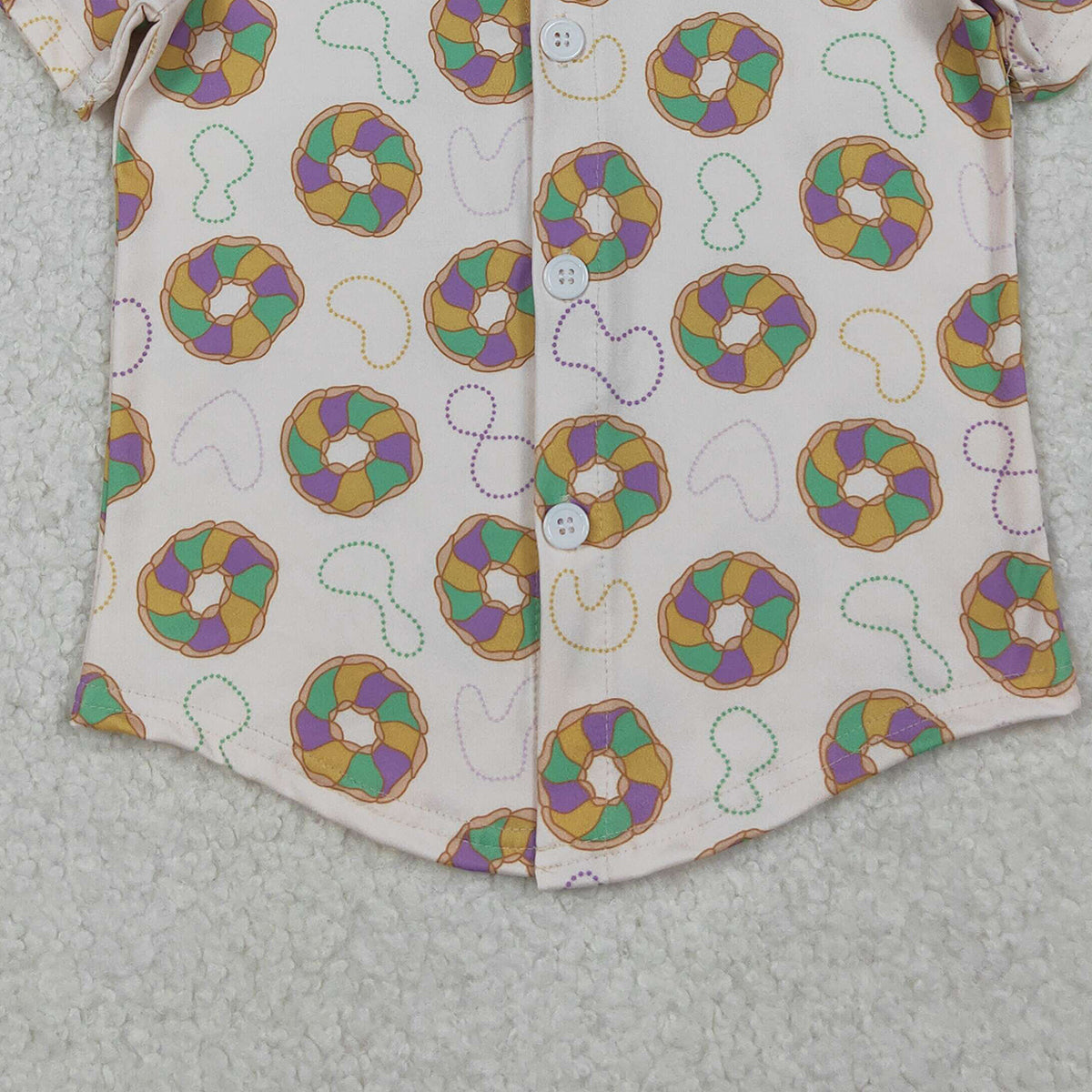 10.13 RTS NO MOQ (In stock)BT1372 Baby Boys Short Sleeve Donuts Button Mardigras Tee Shirts Top