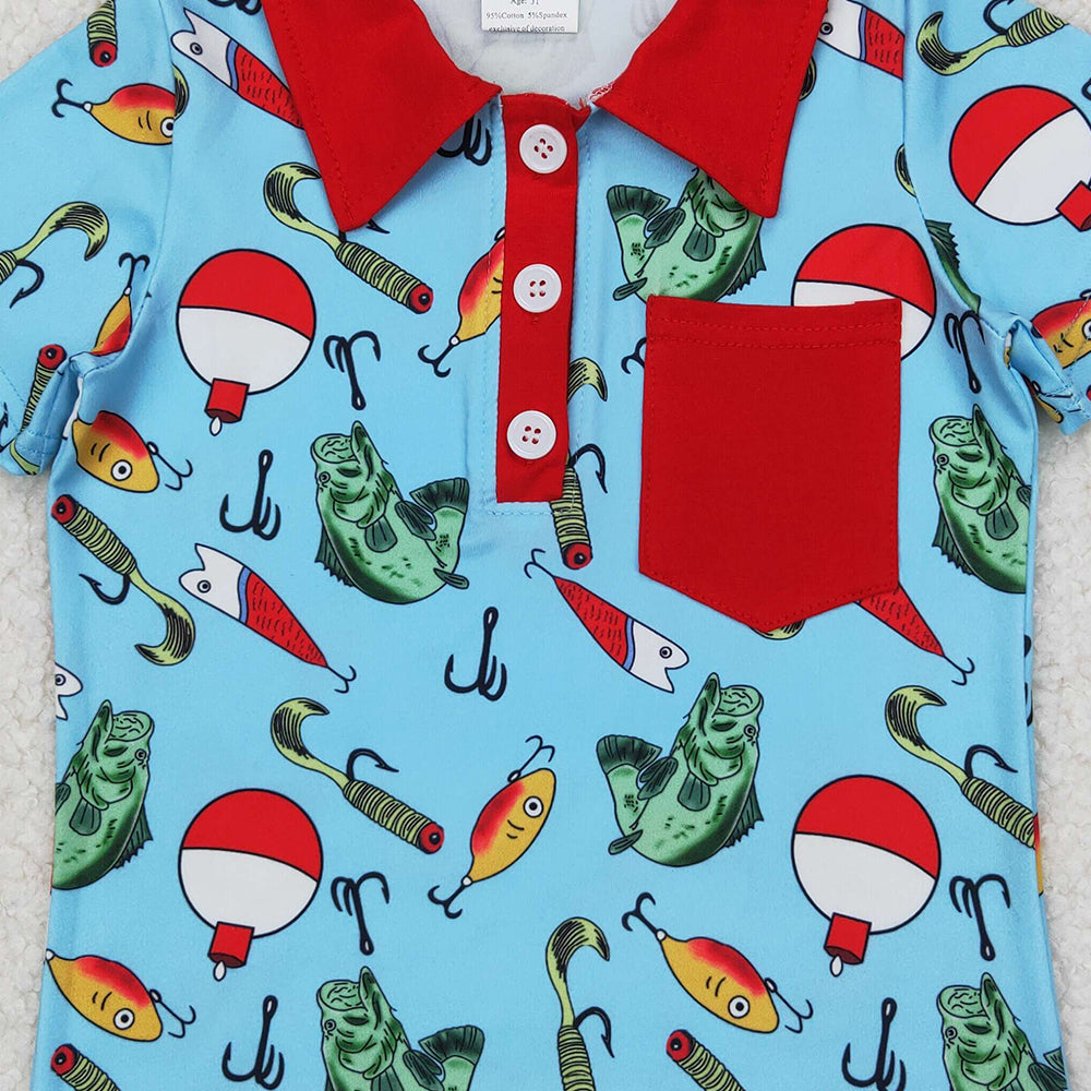 4.30 BT1172 RTS NO MOQ Red pocket short sleeves fishing kids boys polo shirt