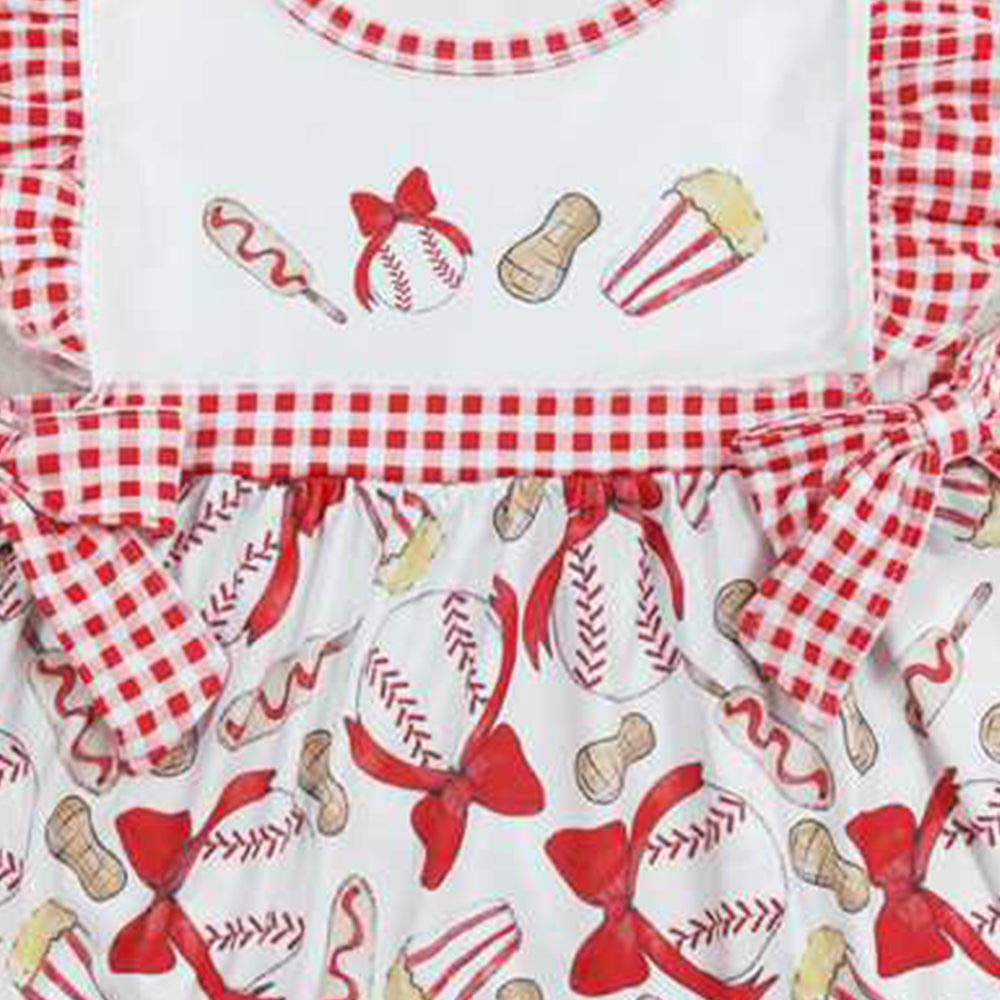 SR0848 RTS NO MOQ Red plaid flutter sleeves baseball baby girls romper
