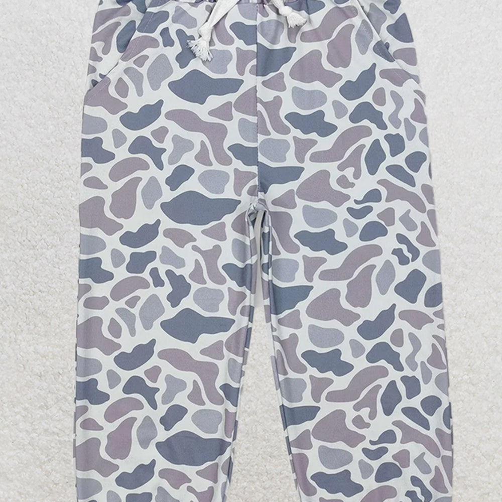 4.07 P0651 RTS NO MOQ Baby Boys Pants Grey camo pockets elastic waist boys hunting pants