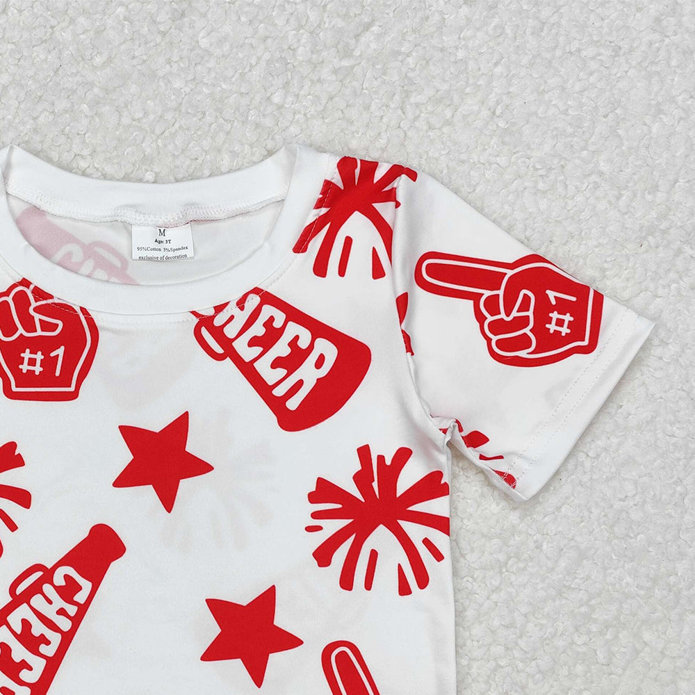 USA Shop (in stock)GT0940Red Short Sleeve Cheer Team Shirt for Kids Girls - Perfect for Sports Teams And Uniforms