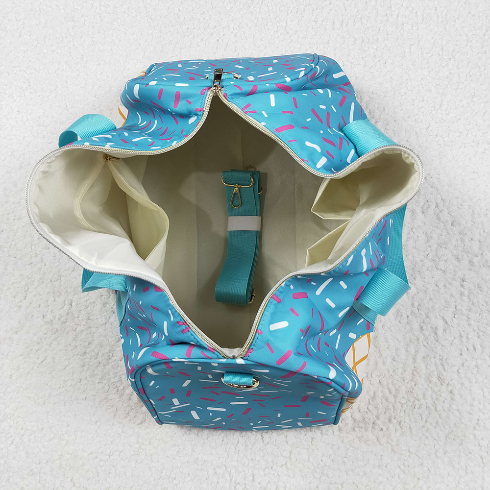7.10 BA0304 RTS NO MOQ Baby Bags Blue Ice Cream Drip Zipper Gym Bags
