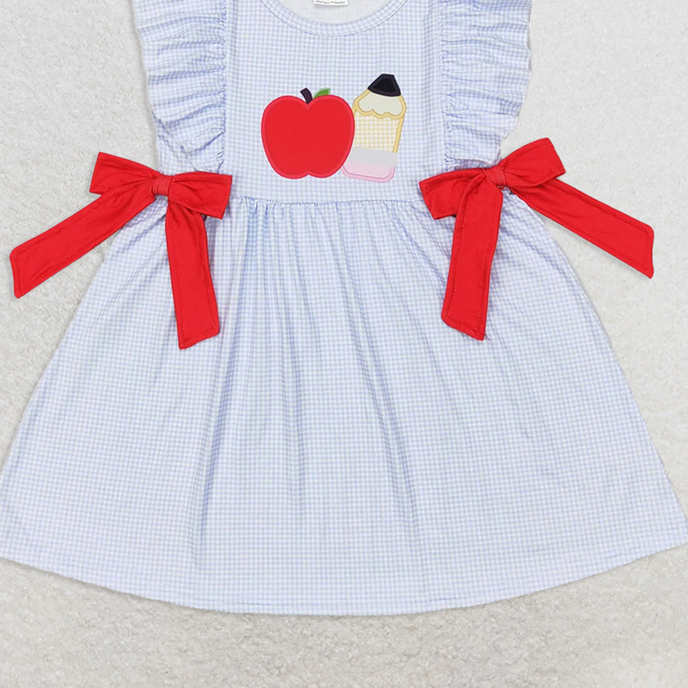 USA Shop (in stock)GSD1143 Baby Girls Summer Dress Baby Girls Pencil Back To School Bows Knee Length Dresses