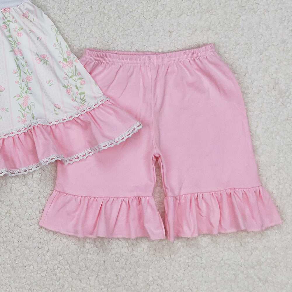 5.16 GSSO2153 RTS NO MOQ Straps mama's girl floral tunic shorts kids outfits