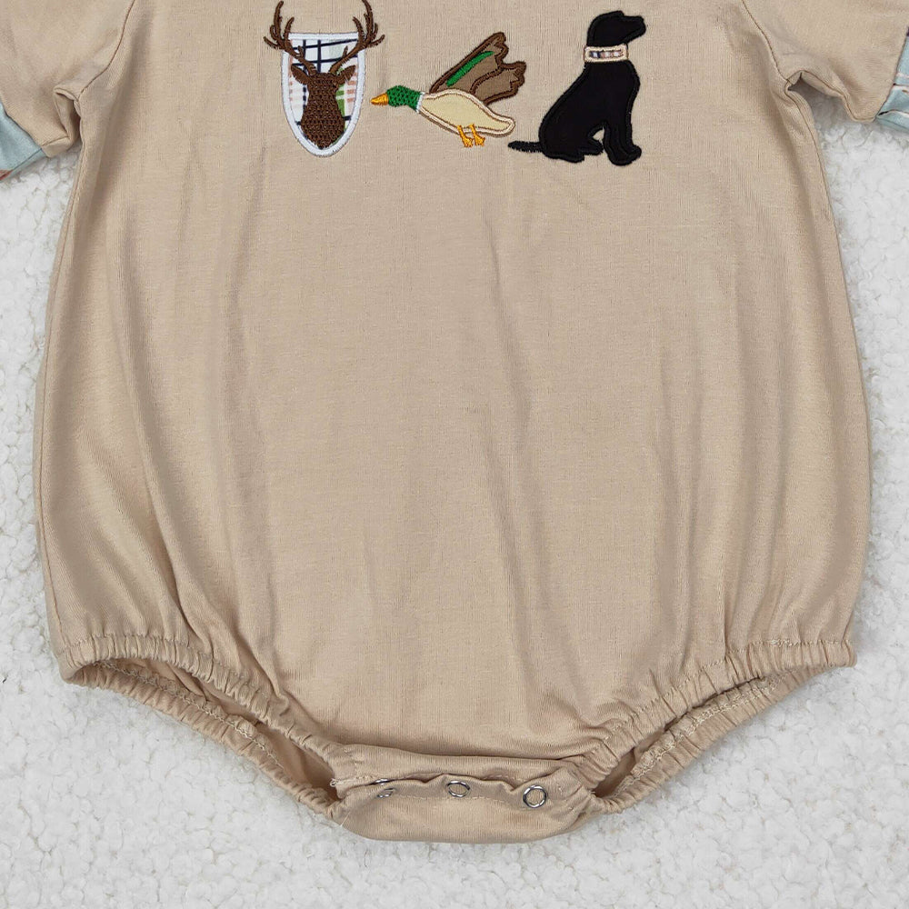 USA Shop (in stock) SR2338 Short sleeves deer duck dog baby boy romper